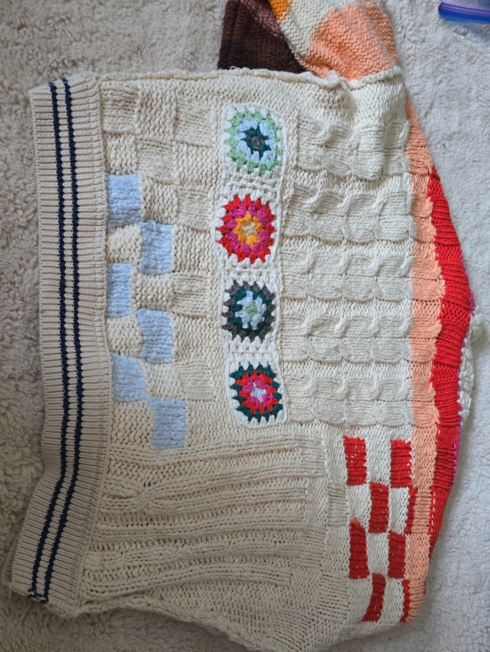 Free People Cream Multicolor Crochet Patchwork Cardigan - Picture 9 of 9